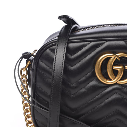 Gucci Calfskin Matelasse Small GG Marmont Chain Shoulder Bag Black 10 of 12