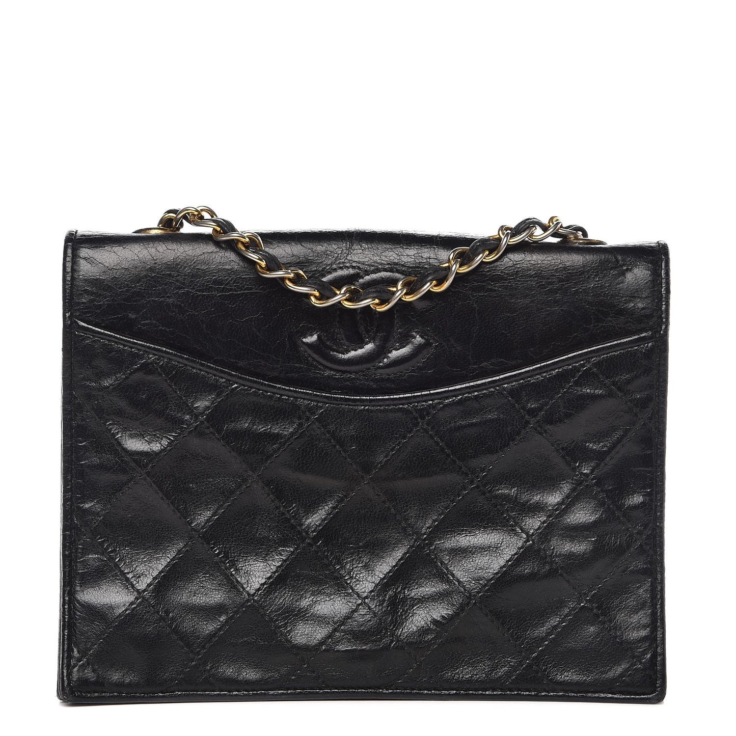 Lambskin Quilted Small Single Flap Black