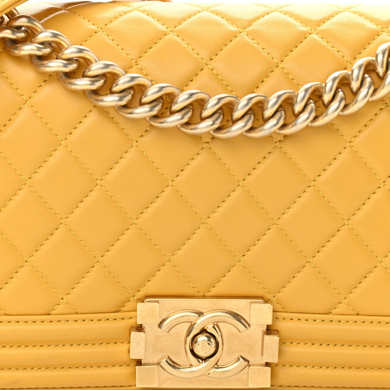 Chanel Calfskin Quilted Medium Boy Flap Yellow 13 of 13