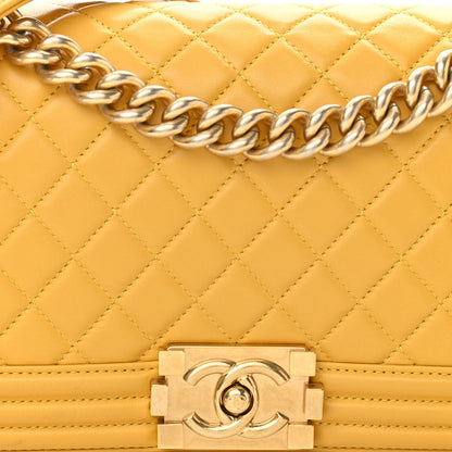 Chanel Calfskin Quilted Medium Boy Flap Yellow 13 of 13