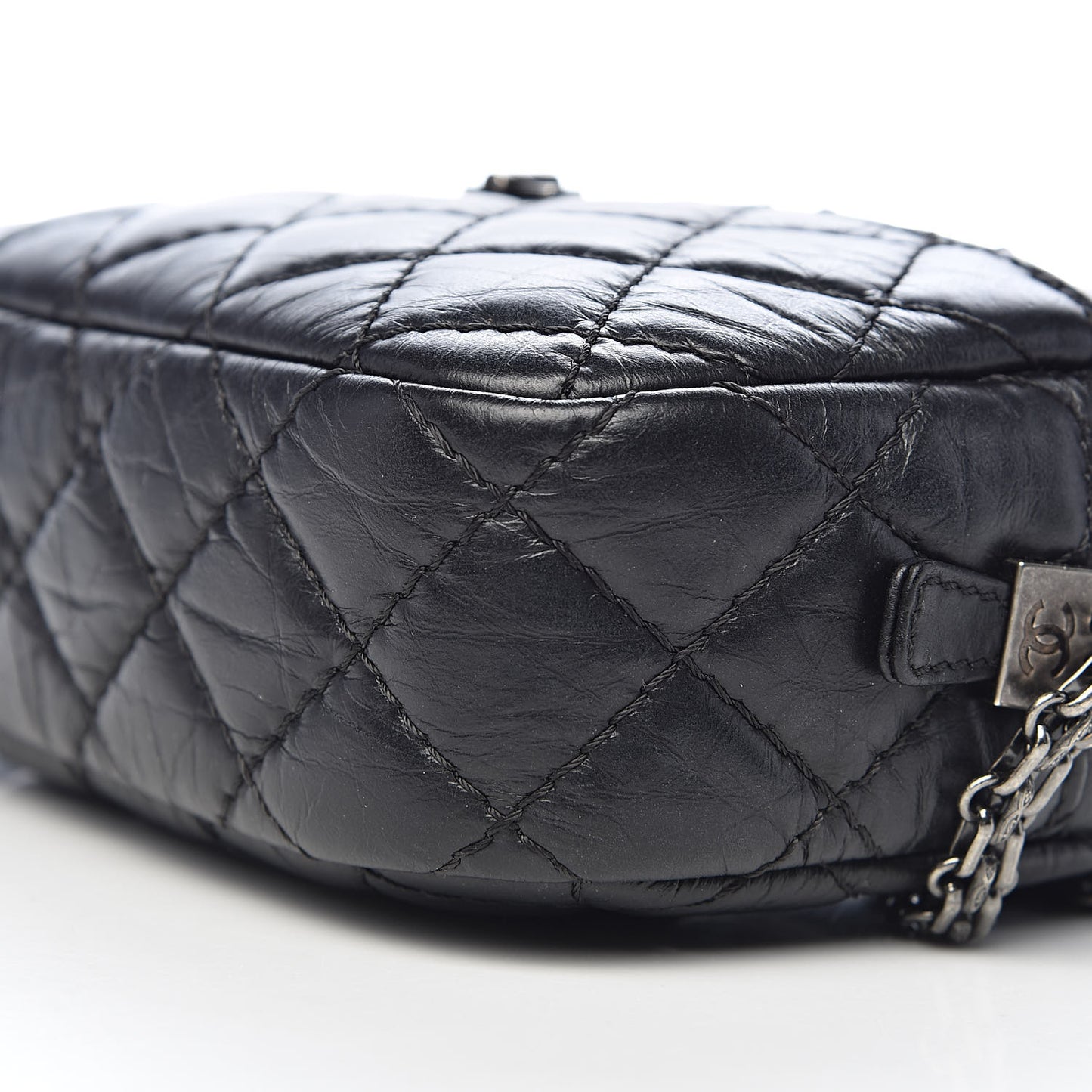Aged Calfskin Quilted Mini Reissue Camera Case Black