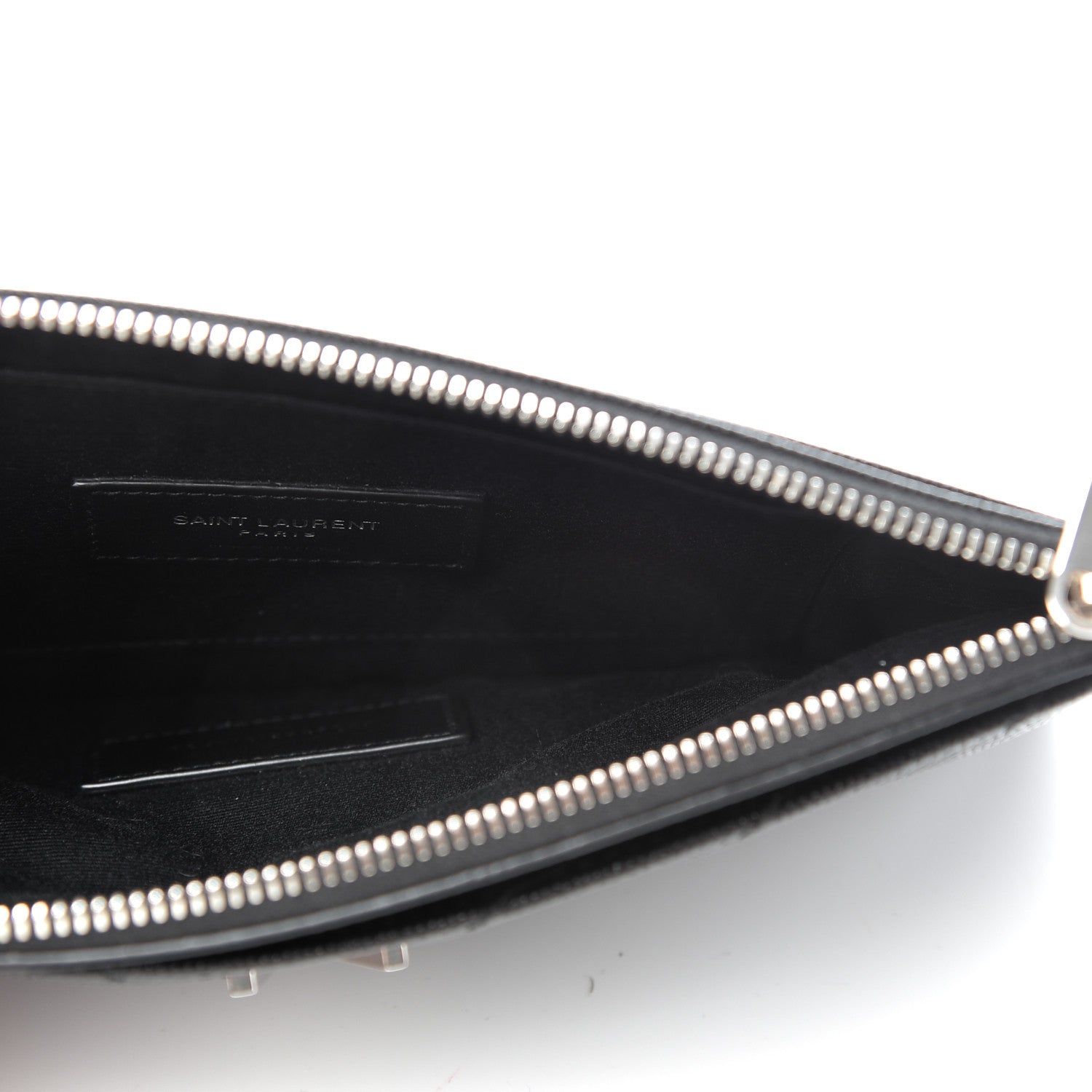 Saint Laurent Grain De Poudre Chevron Monogram Large Bill Pouch Black 5 of 8