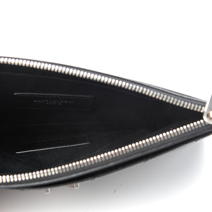 Saint Laurent Grain De Poudre Chevron Monogram Large Bill Pouch Black 5 of 8