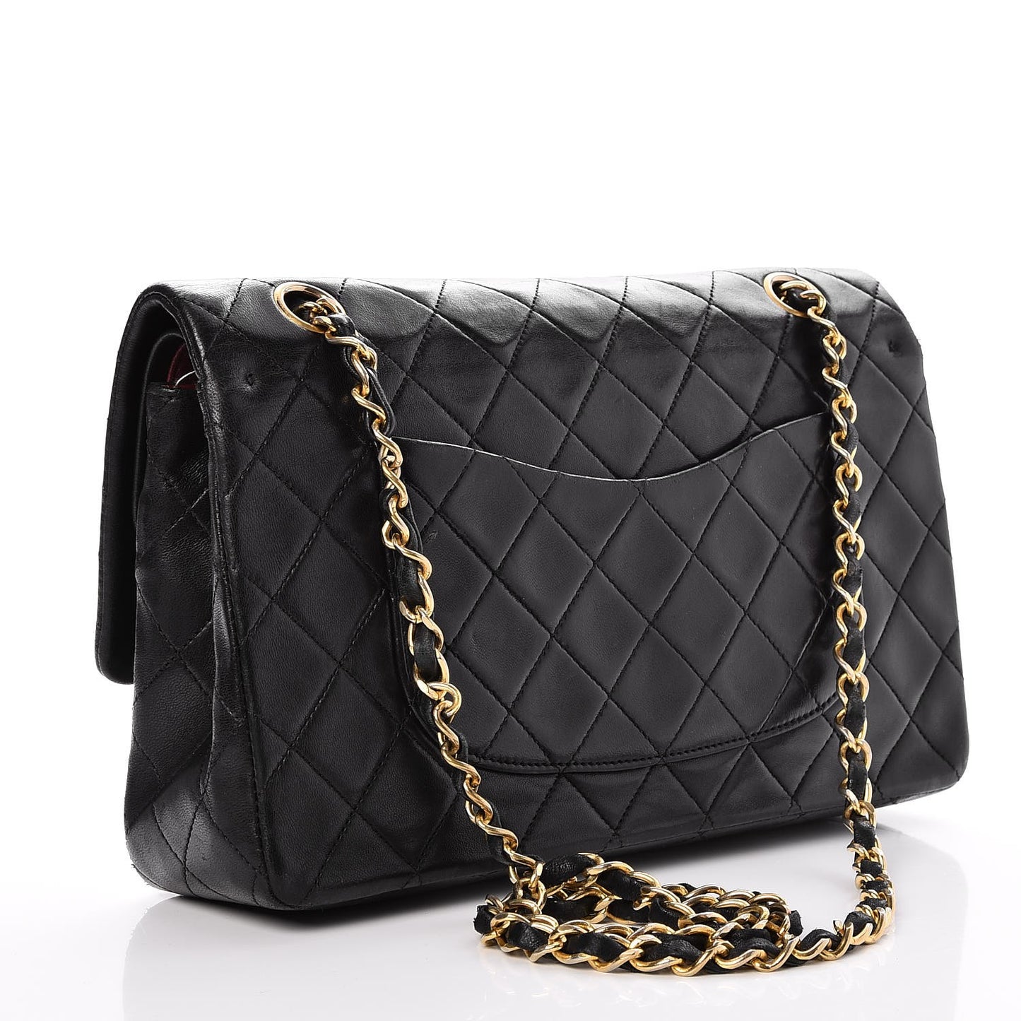 Lambskin Quilted Medium Double Flap Black