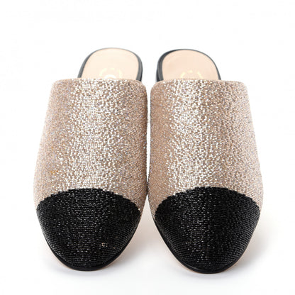 Chanel Pearl Embroidery CC Mules 35.5 Beige Black 5 of 12