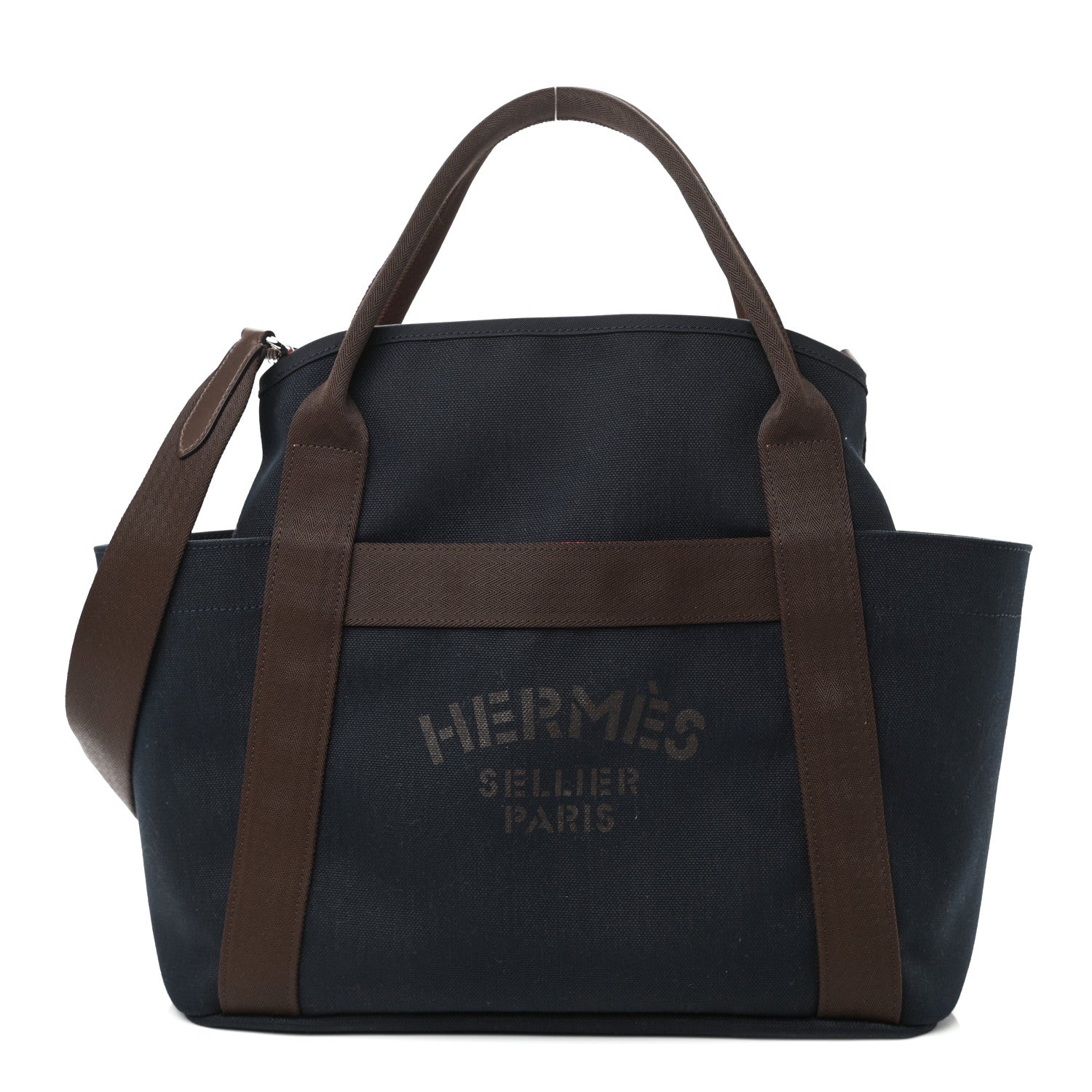 Hermes Toile Sac De Pansage Groom Bleu Navy Feu 1 of 15