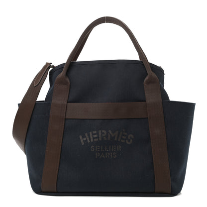 Hermes Toile Sac De Pansage Groom Bleu Navy Feu 1 of 15