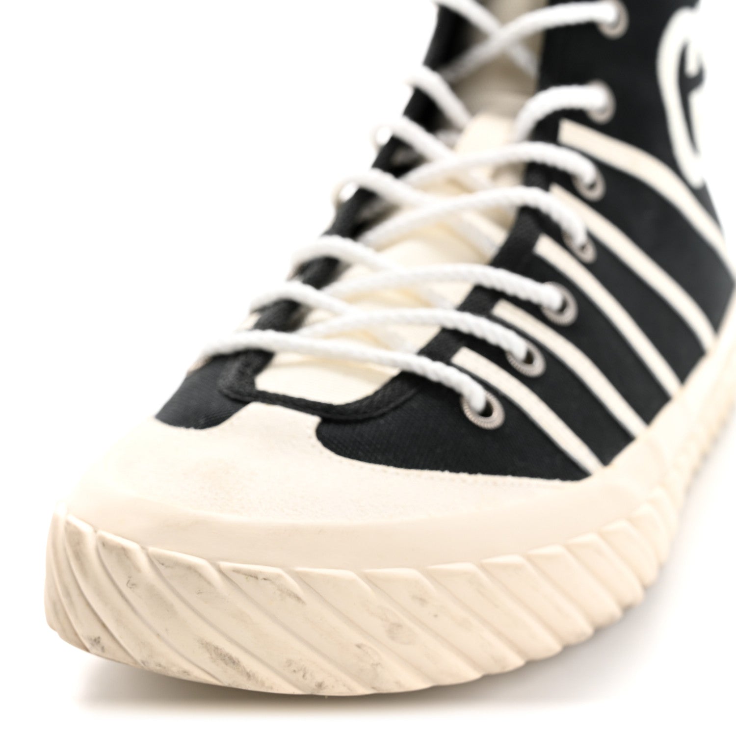 Gucci Canvas New Lace Mens Tortuga High Top Sneakers 9 Black White 12 of 14