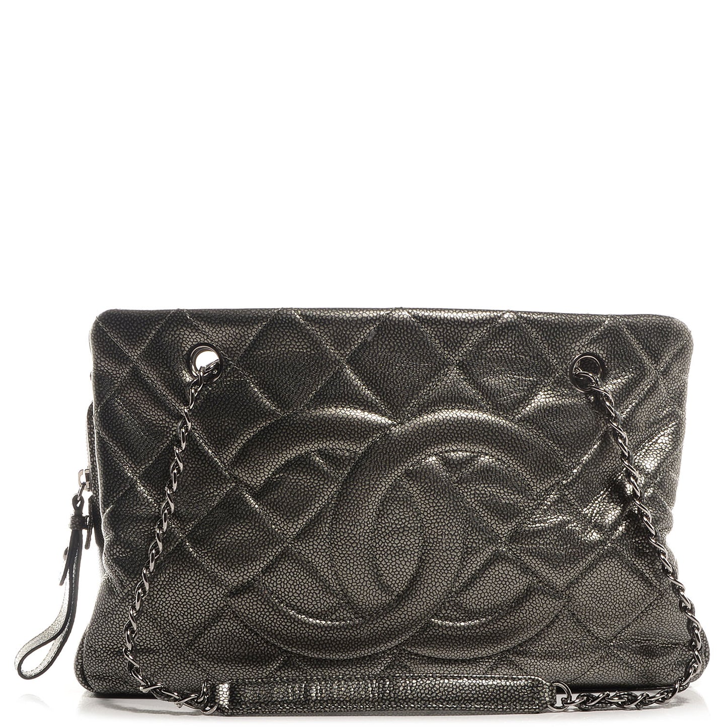 Caviar Timeless CC Shopping Tote Dark Silver