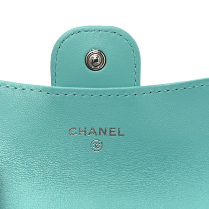Chanel Lambskin Quilted Flap Card Holder Wallet Turquoise 6 of 9