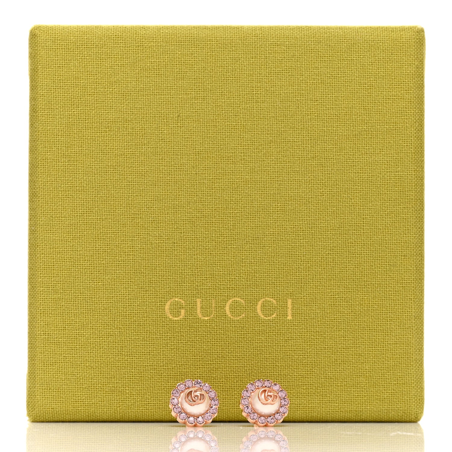 Gucci Metal Crystal Double G Flower Stud Earrings Rose Gold 5 of 5