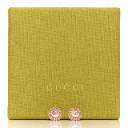 Gucci Metal Crystal Double G Flower Stud Earrings Rose Gold 5 of 5