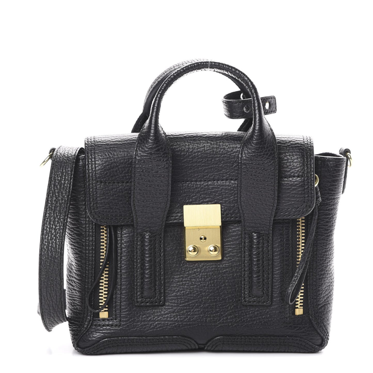 3.1 Textured Calfskin Mini Pashli Satchel Black