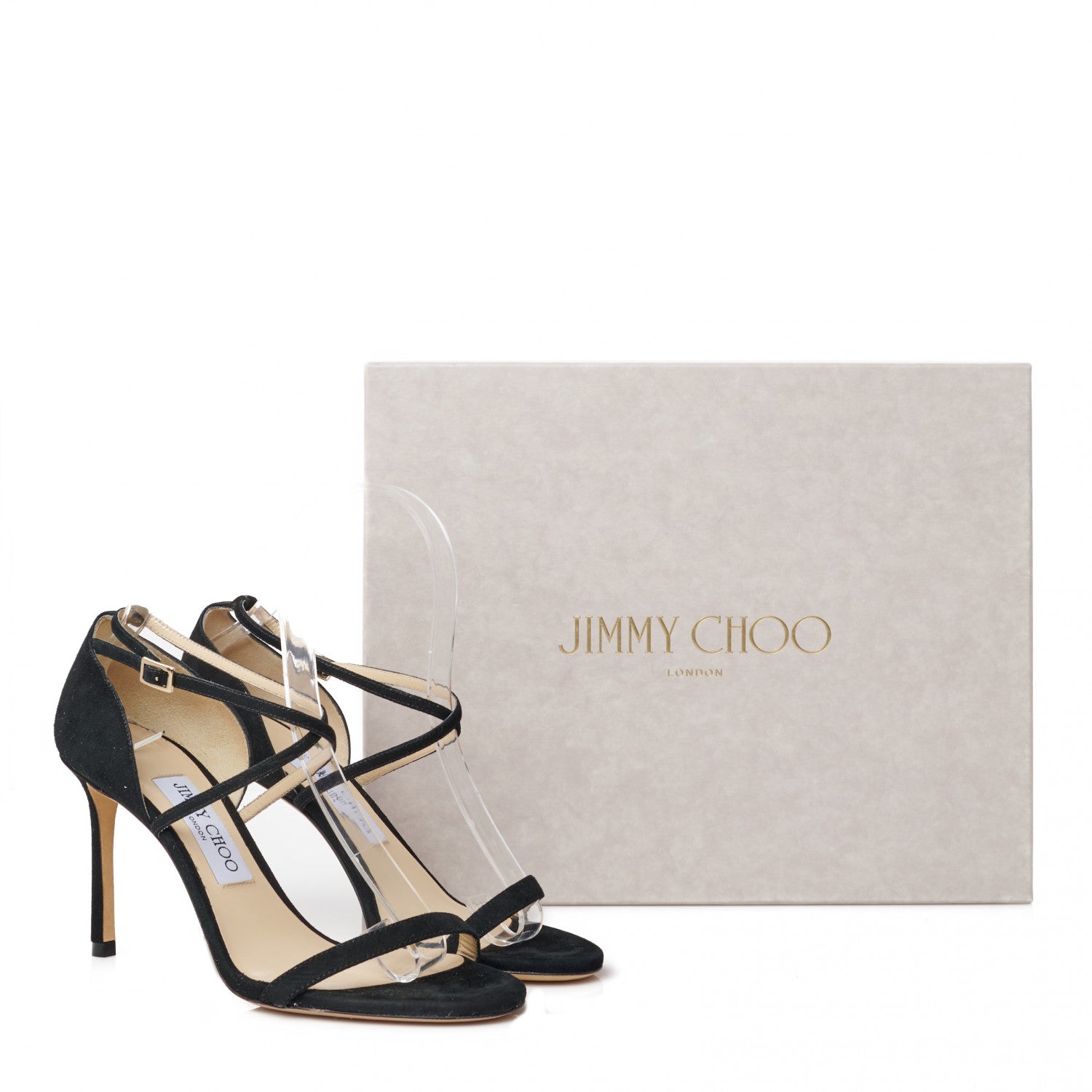 Jimmy Choo Suede Hesper 85 Sandal 37 Black 9 of 9
