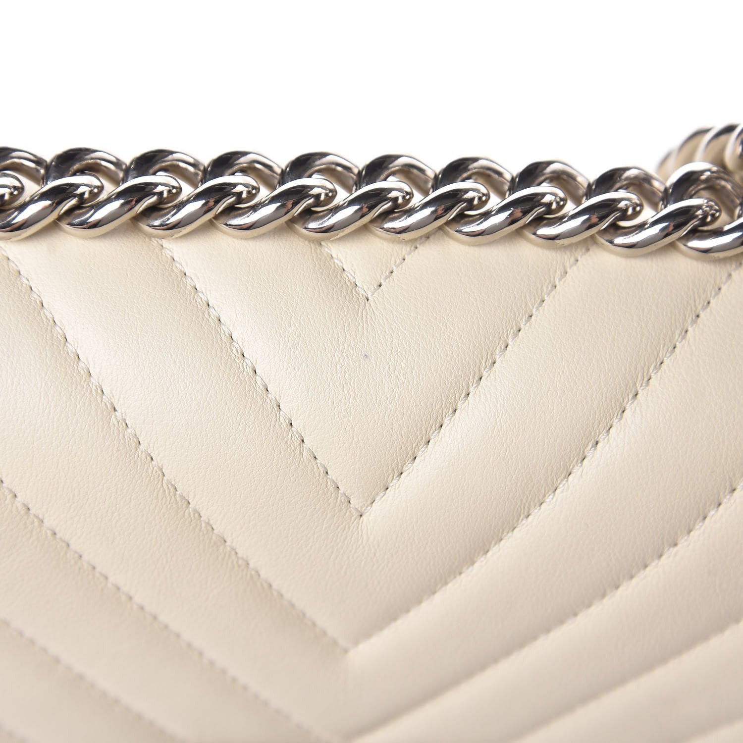 Chanel Calfskin Chevron Quilted Small Boy Flap White 8 of 9