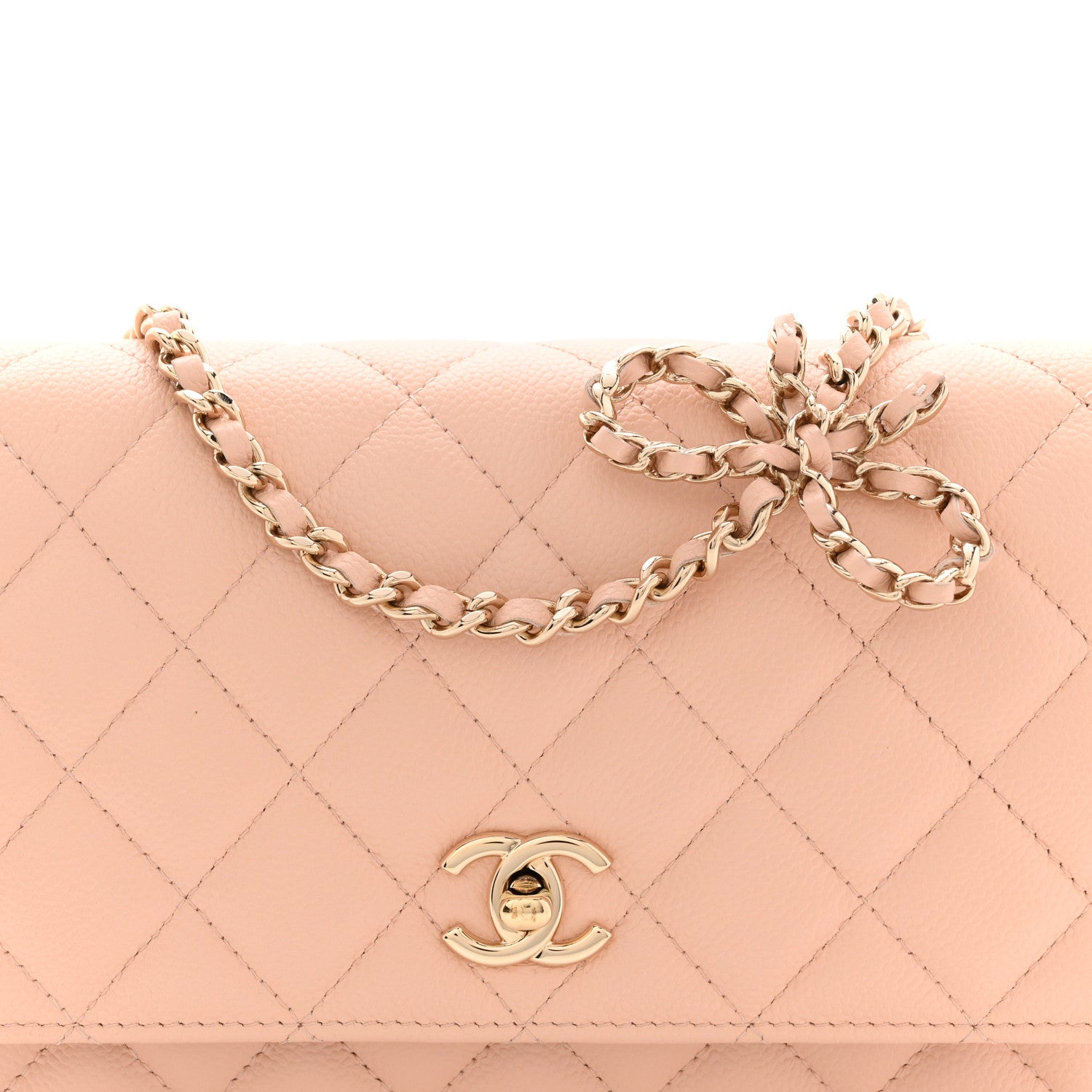 Chanel Caviar Quilted CC Turnlock Wallet On Chain WOC Beige 8 of 12
