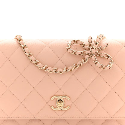 Chanel Caviar Quilted CC Turnlock Wallet On Chain WOC Beige 8 of 12