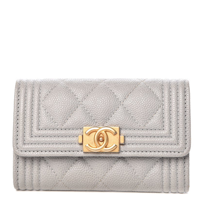 Chanel Caviar Quilted Boy Card Holder Wallet Grey 1 of 8