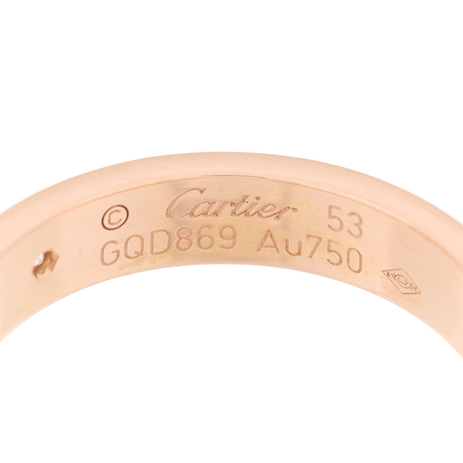 Cartier 18K Pink Gold Diamond 4mm LOVE Wedding Band Ring 53 6.5 4 of 4
