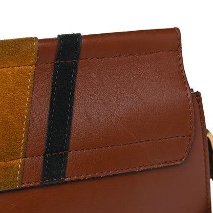 Chloe Suede Calfskin Patchwork Medium Faye Shoulder Bag Tobacco 9 of 10