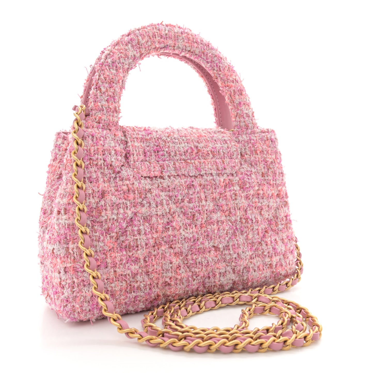 Tweed Quilted Nano Kelly Shopper Pink