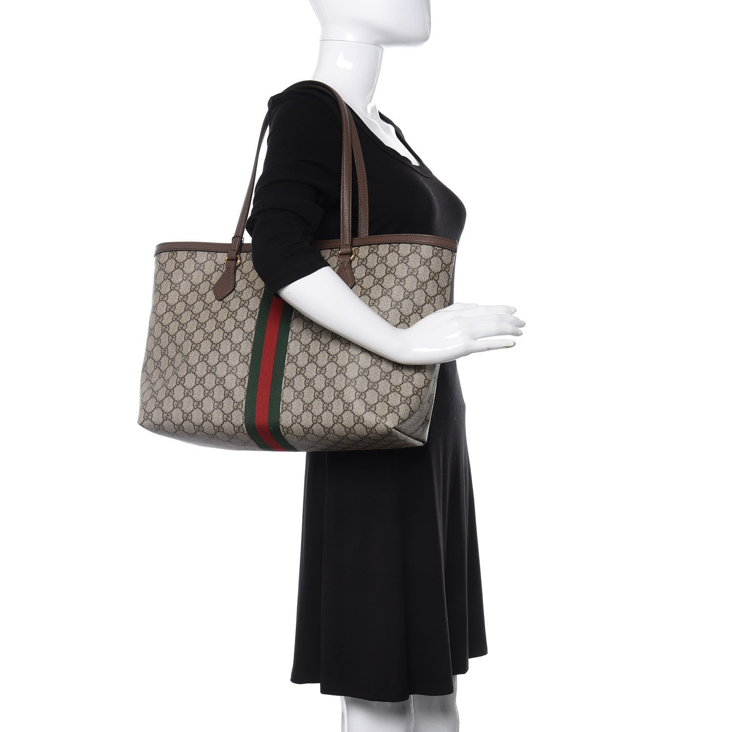 Gucci GG Supreme Monogram Medium Ophidia Shopping Tote Brown 2 of 11