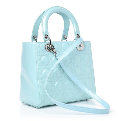 Christian Dior Patent Cannage Medium Lady Dior Light Blue 5 of 12