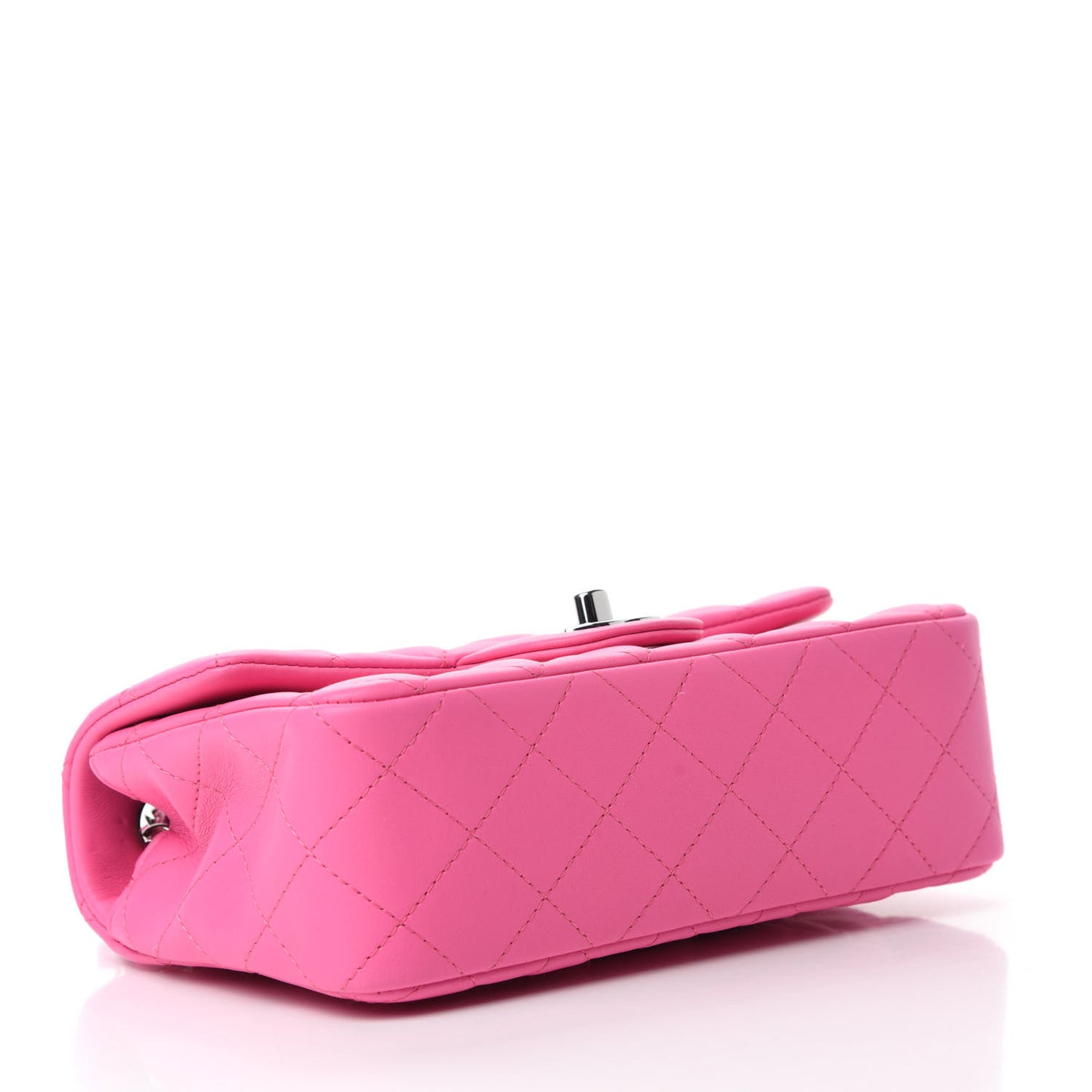 Lambskin Quilted Mini Rectangular Flap Neon Pink