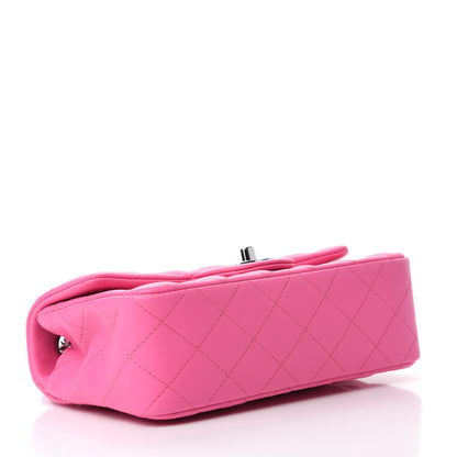 Chanel Lambskin Quilted Mini Rectangular Flap Neon Pink 4 of 11