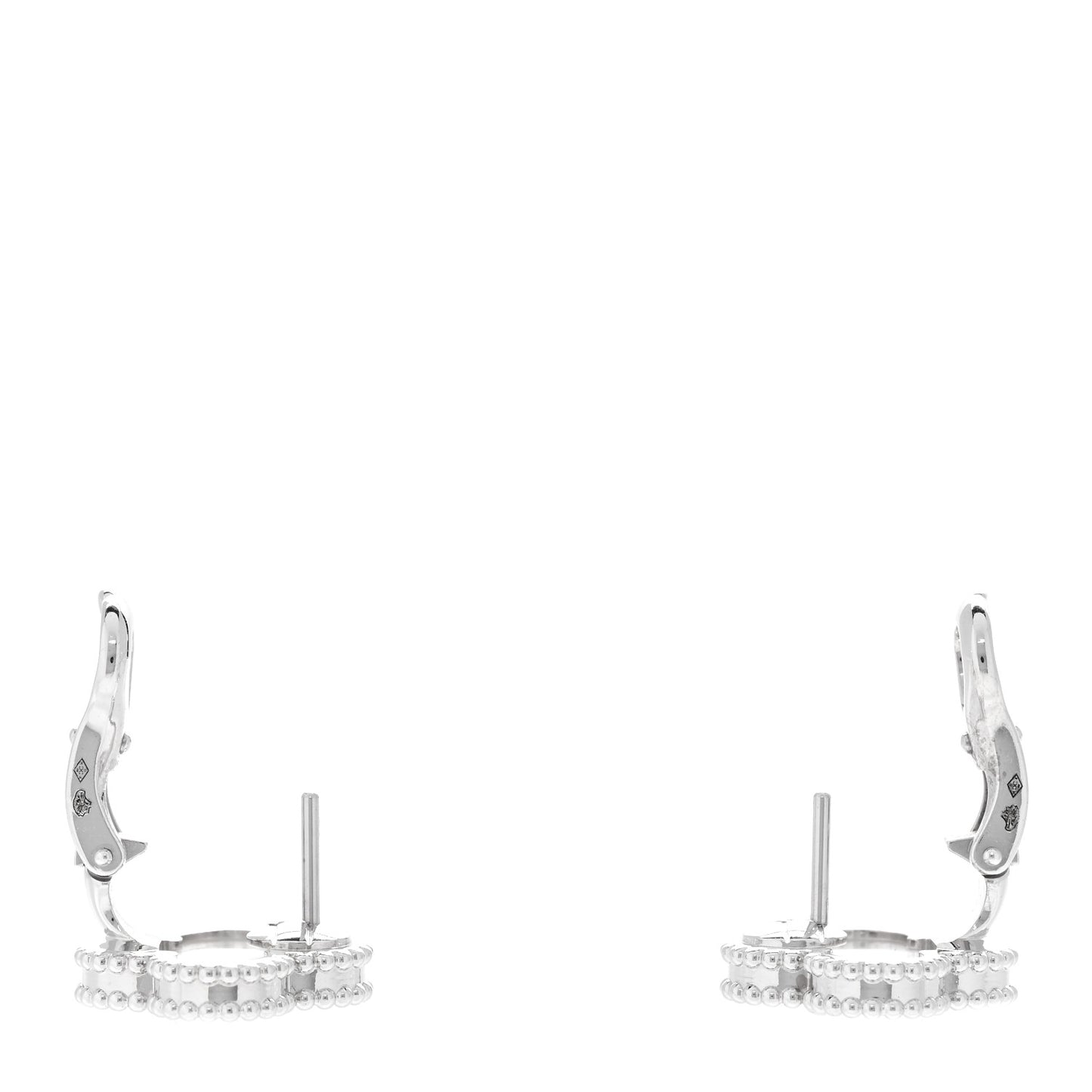 18K White Gold Mother of Pearl Vintage Alhambra Earrings