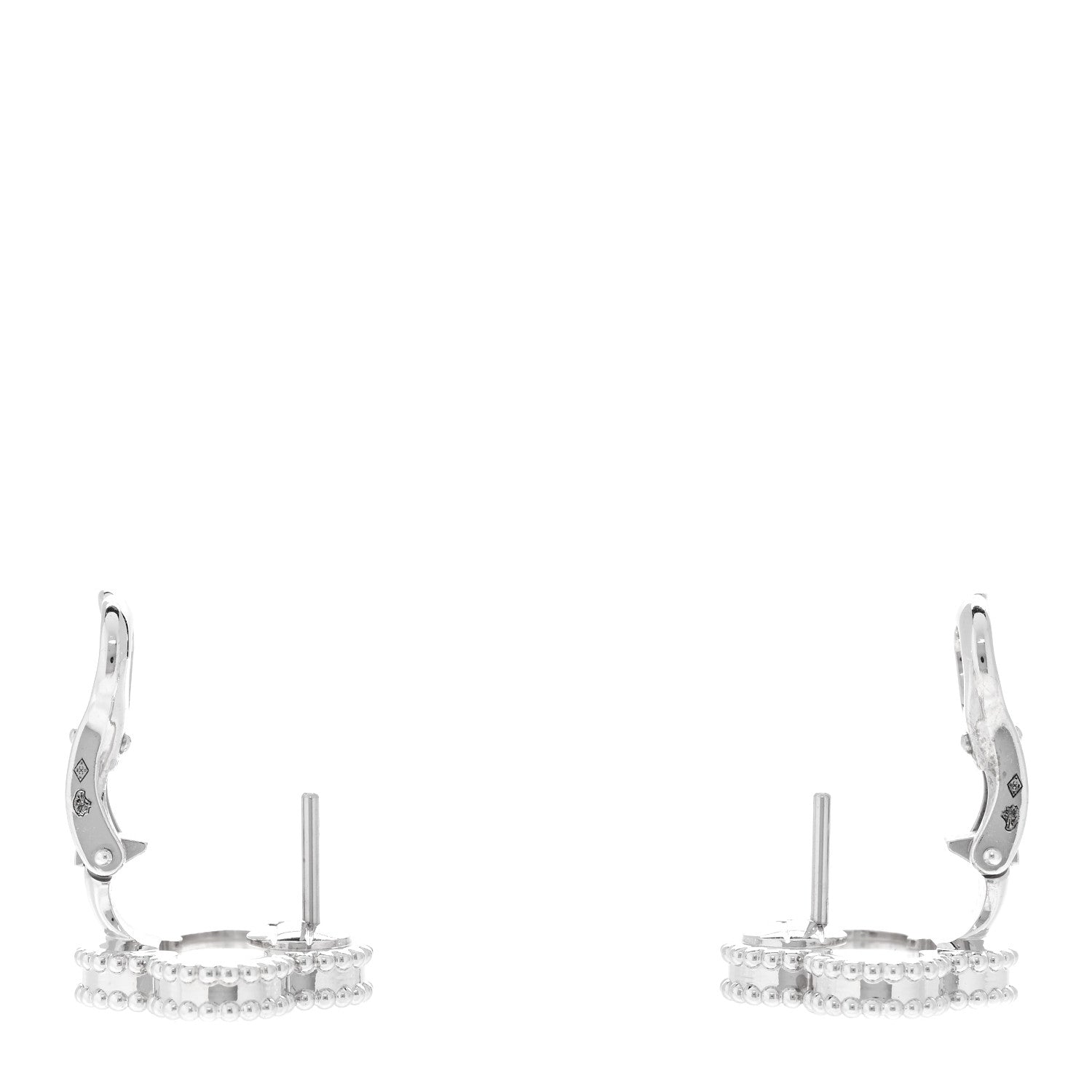 Van Cleef & Arpels 18K White Gold Mother of Pearl Vintage Alhambra Earrings 3 of 6