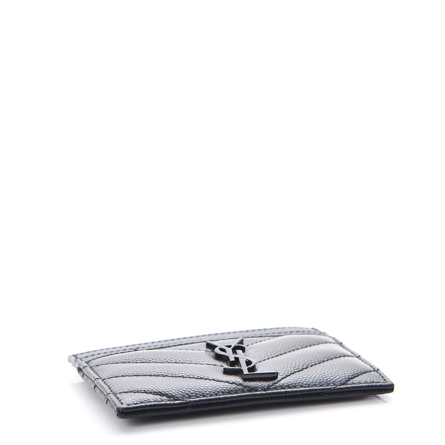 Grain De Poudre Matelasse Chevron Monogram Credit Card Case Black