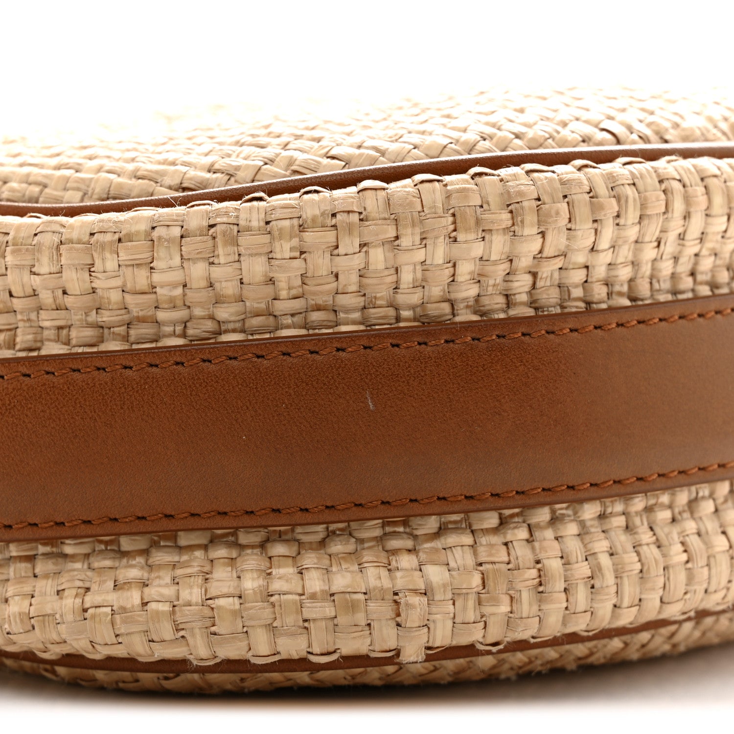 Saint Laurent Raffia Calfskin Round Camera Bag Golden Ecru Brick 9 of 11