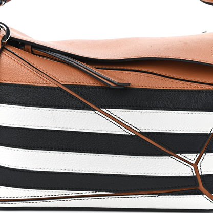 Loewe Calfskin Marine Stripe Small Puzzle Bag Tan 7 of 9