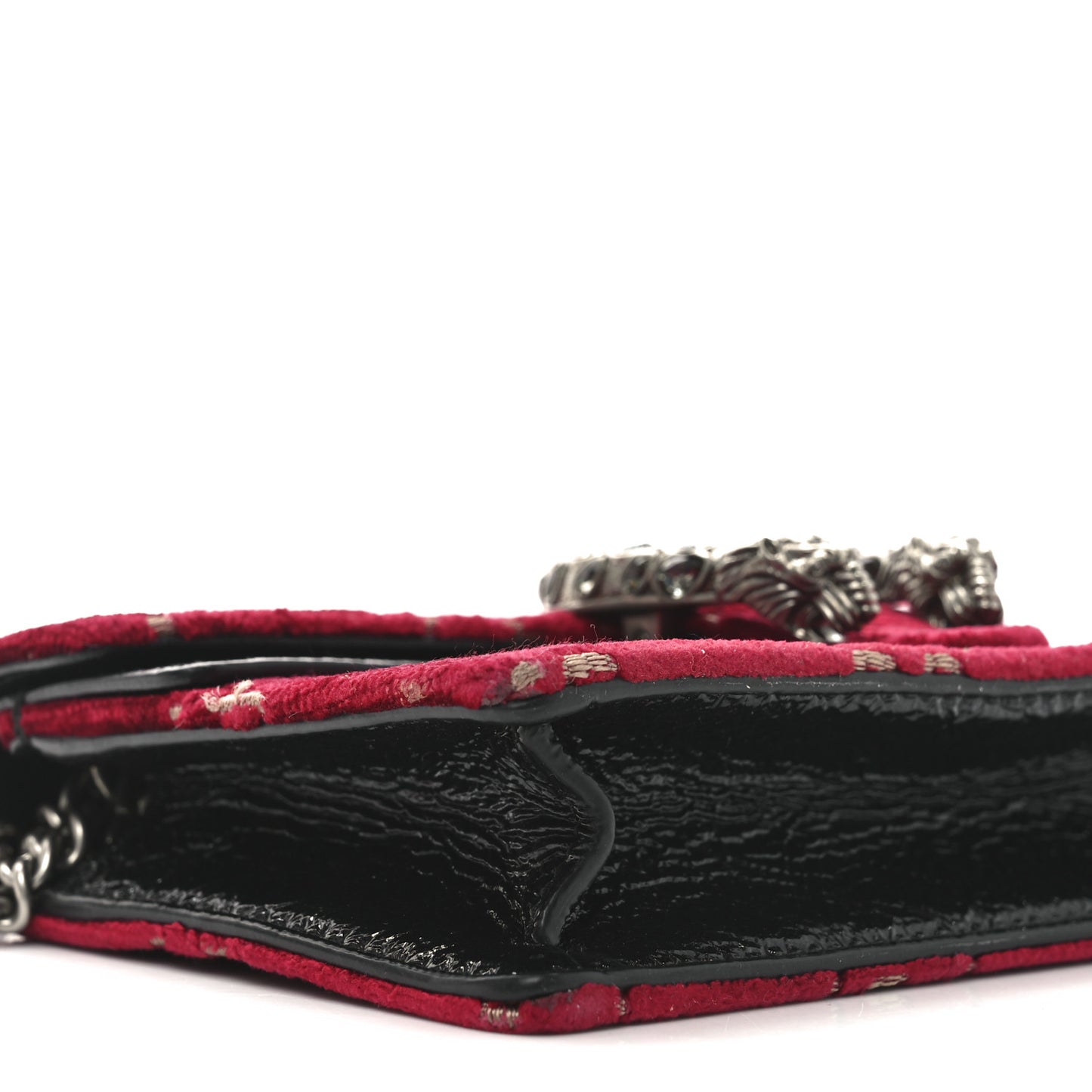 Velvet GG Monogram Super Mini Dionysus Shoulder Bag Red Cipria Black