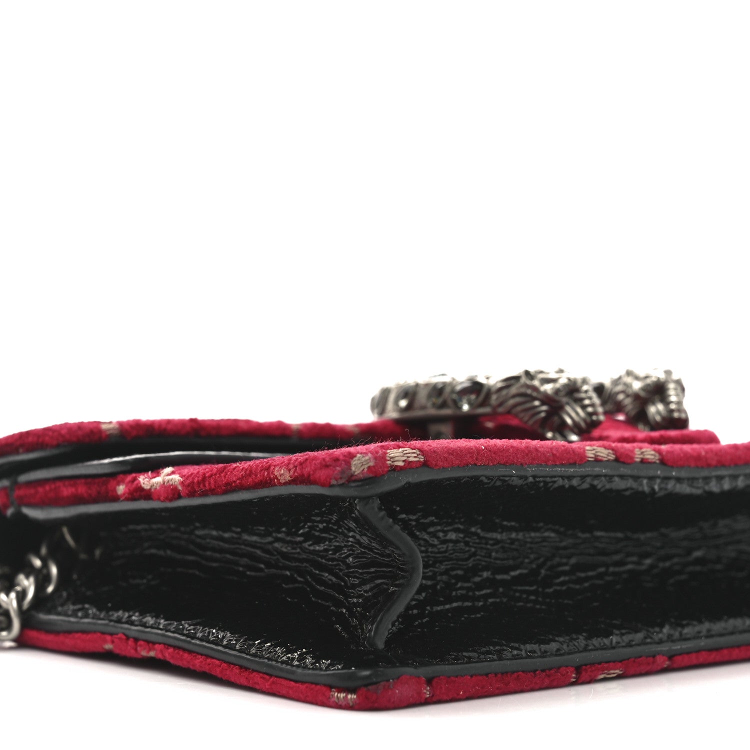 Gucci Velvet GG Monogram Super Mini Dionysus Shoulder Bag Red Cipria Black 8 of 9