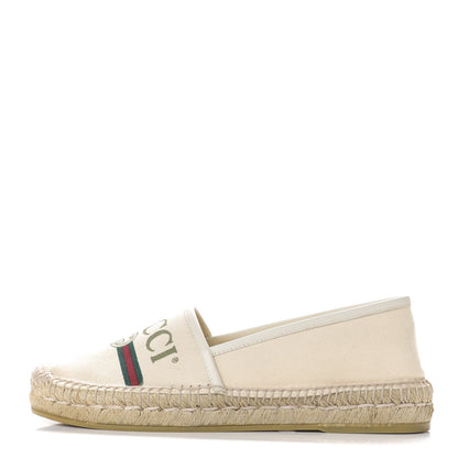 Gucci Canvas Logo Espadrilles 37 Greggio White 1 of 12