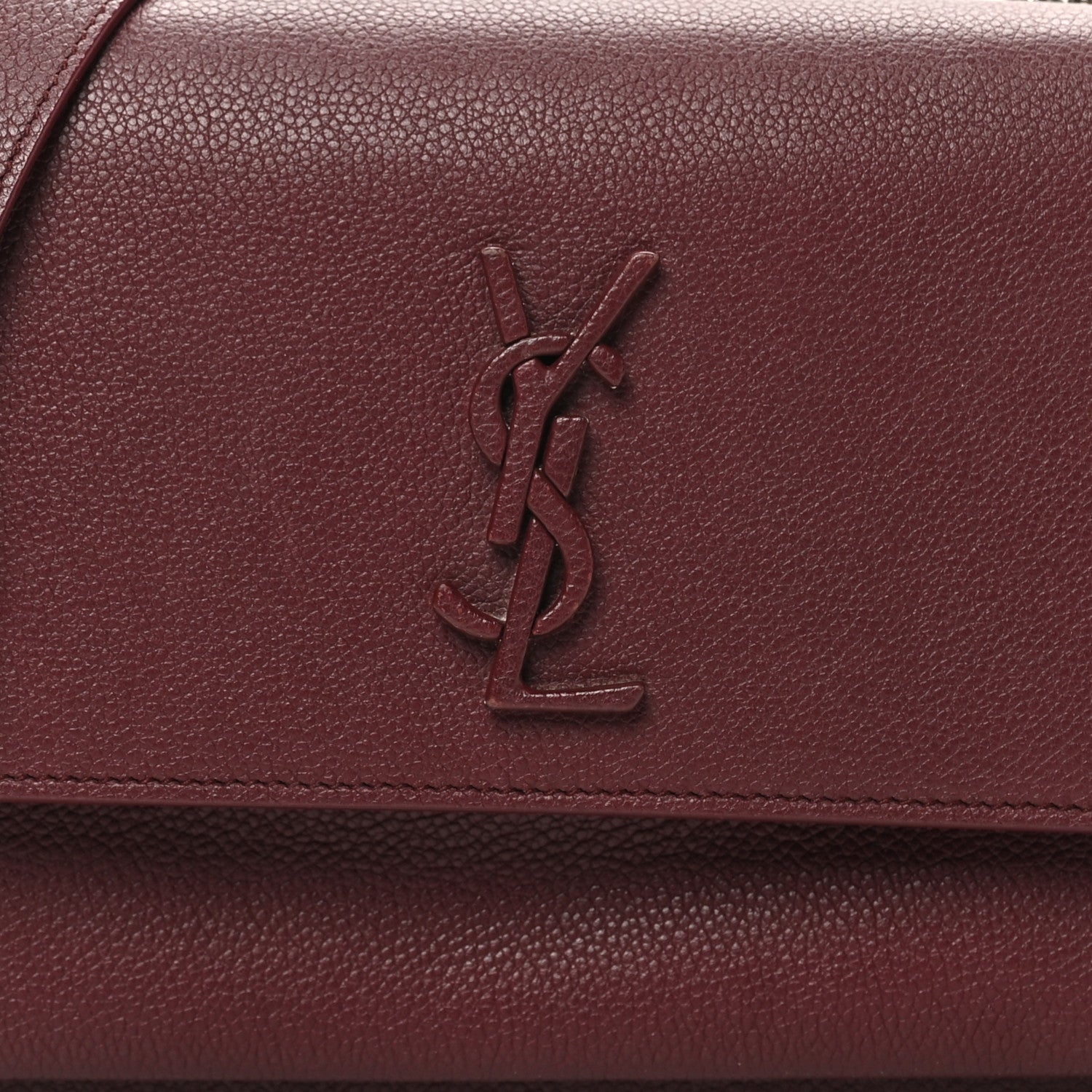 Saint Laurent Calfskin Monogram Medium Sunset Satchel Rouge Legion 7 of 9
