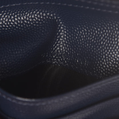 Saint Laurent Grain De Poudre Matelasse Chevron Monogram Zipped Card Case Navy 6 of 10