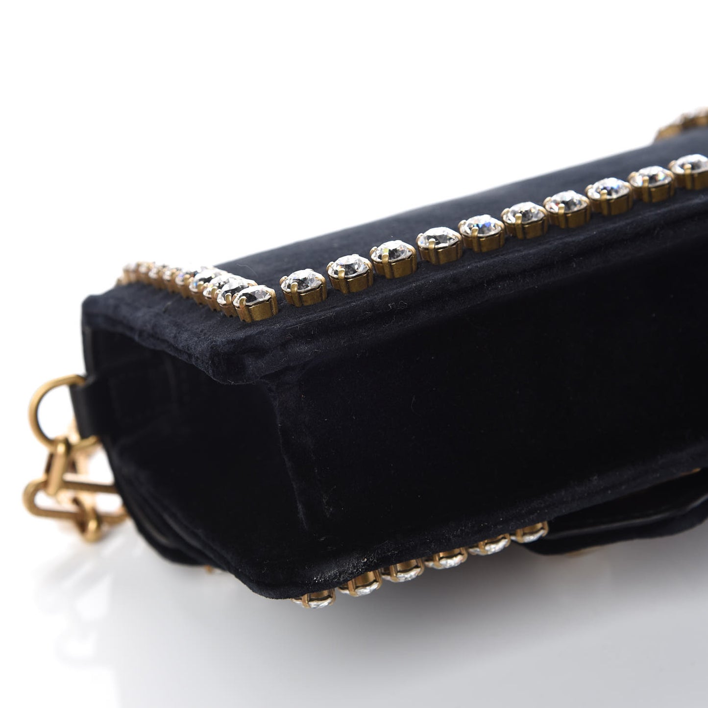 Velvet Crystal Mini Bee Broadway Shoulder Bag Black