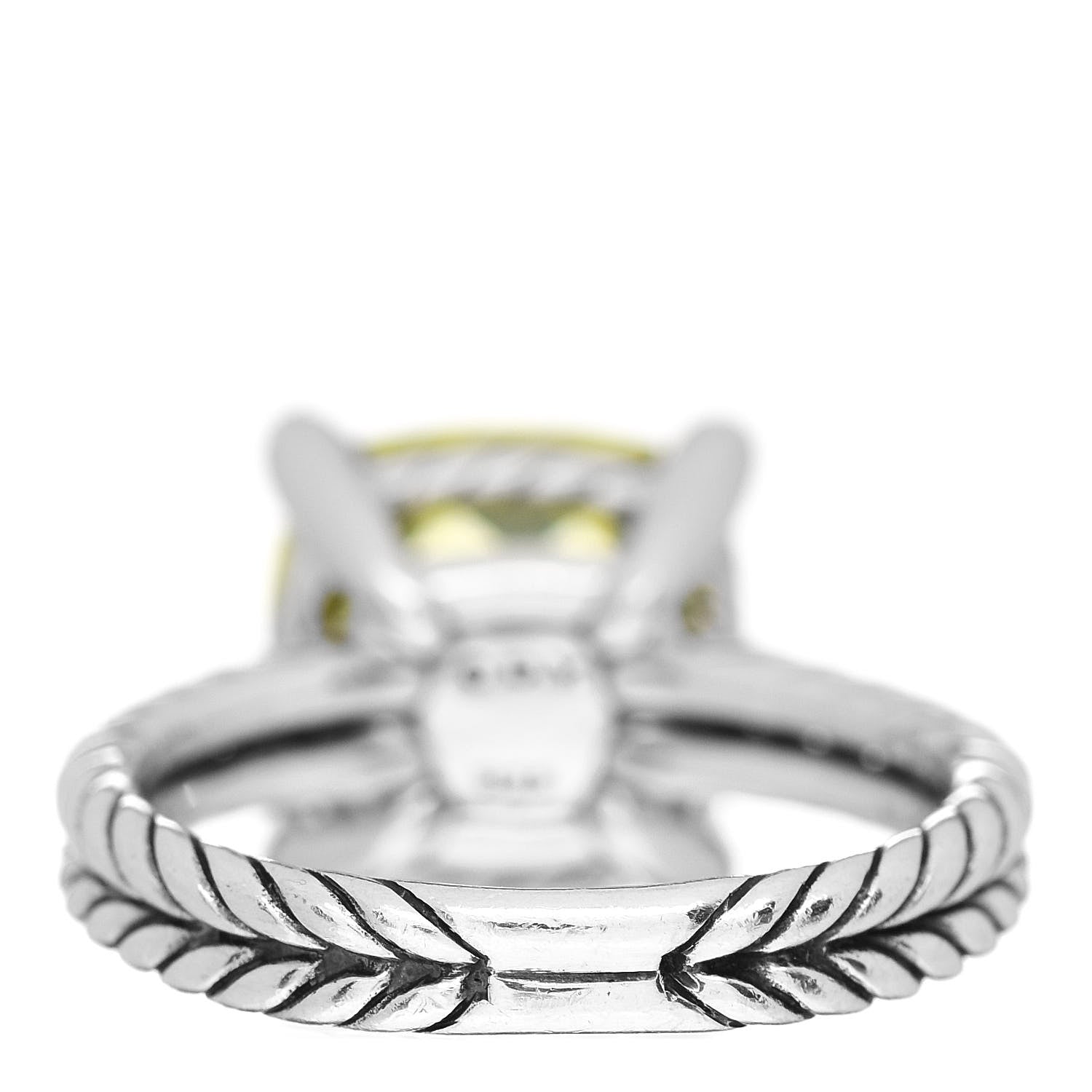David Yurman Sterling Silver Diamond Lemon Citrine 11mm Chatelaine Ring 54 7 4 of 5