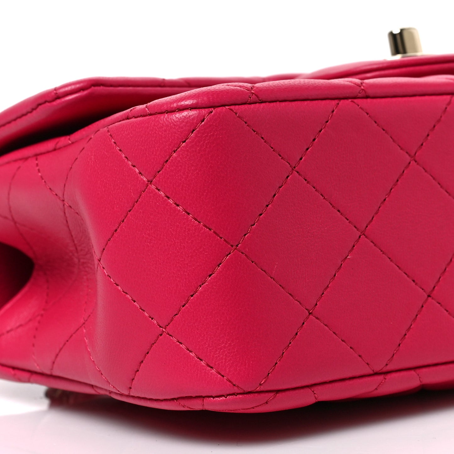 Lambskin Quilted Mini Top Handle Rectangular Flap Dark Pink