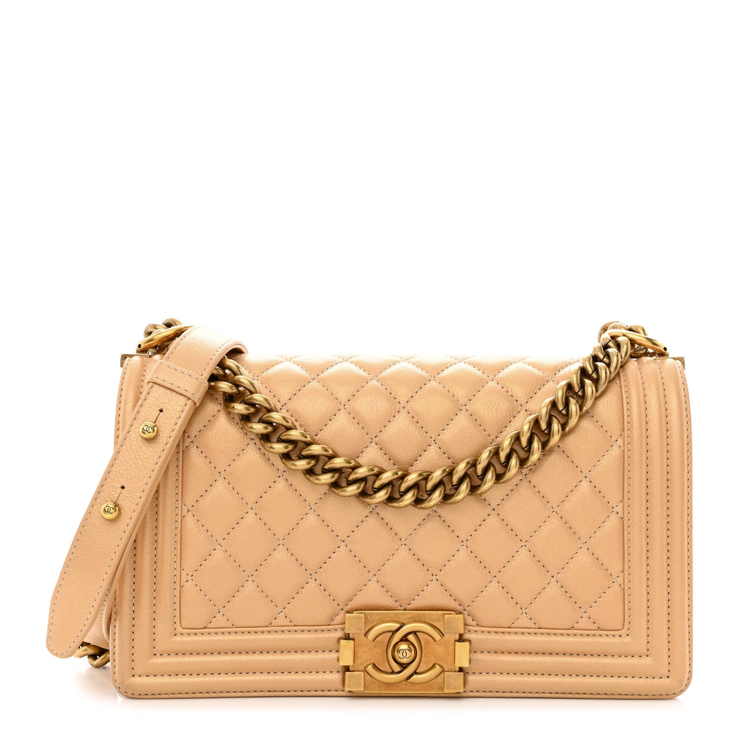 Chanel Metallic Calfskin Quilted Medium Boy Flap Gold 1 of 12