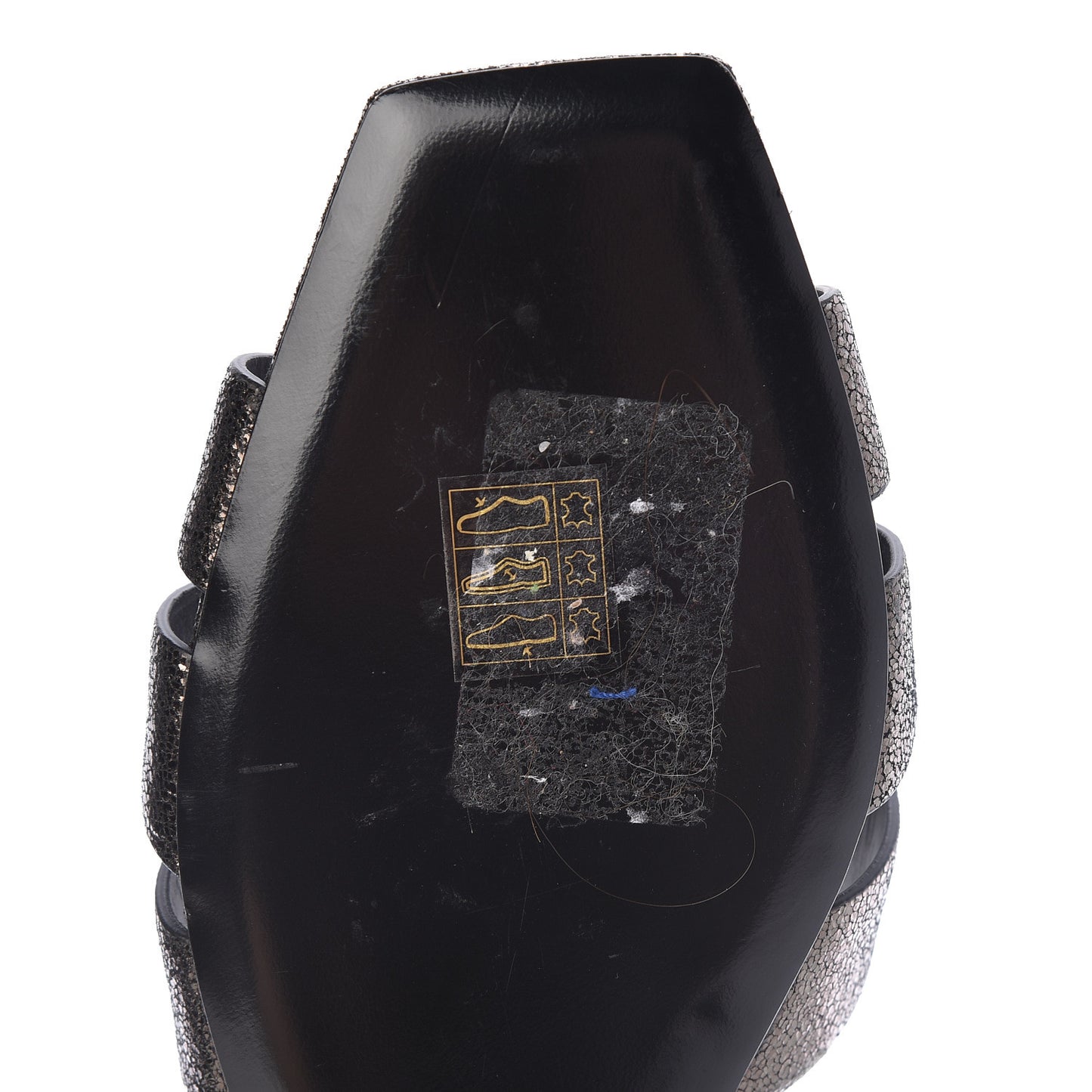 Metallic Crackled Calfskin Nu Pied 05 Slide Sandals 39.5 Black Gun Metal