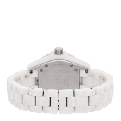 Chanel Stainless Steel Ceramic Diamond 33mm J12 Quartz Watch White 3 of 4