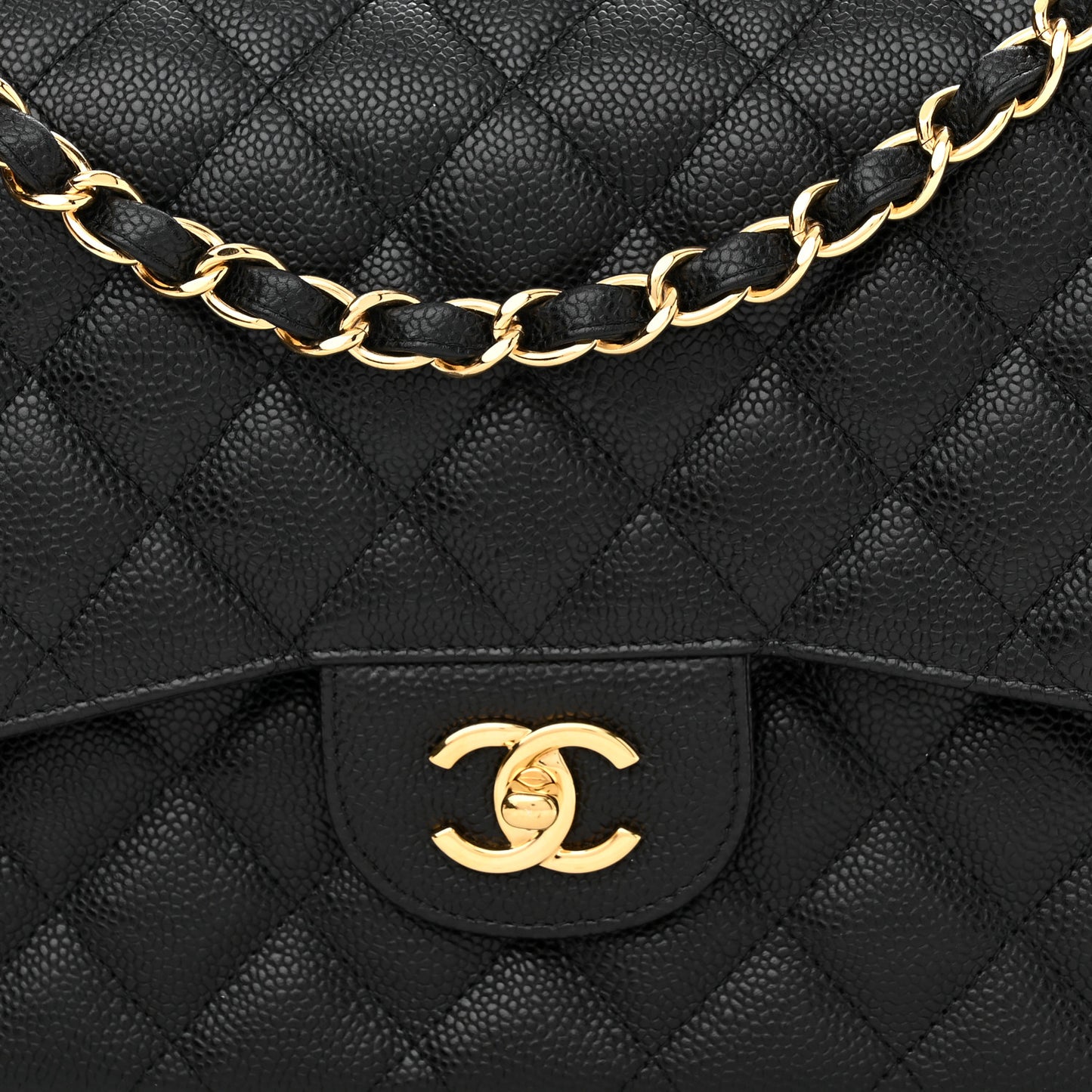 Caviar Quilted Jumbo Double Flap Black