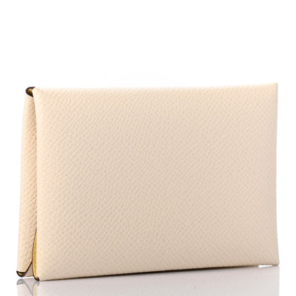 Hermes Epsom Verso Calvi Duo Card Case Nata Jaune Poussin 3 of 9