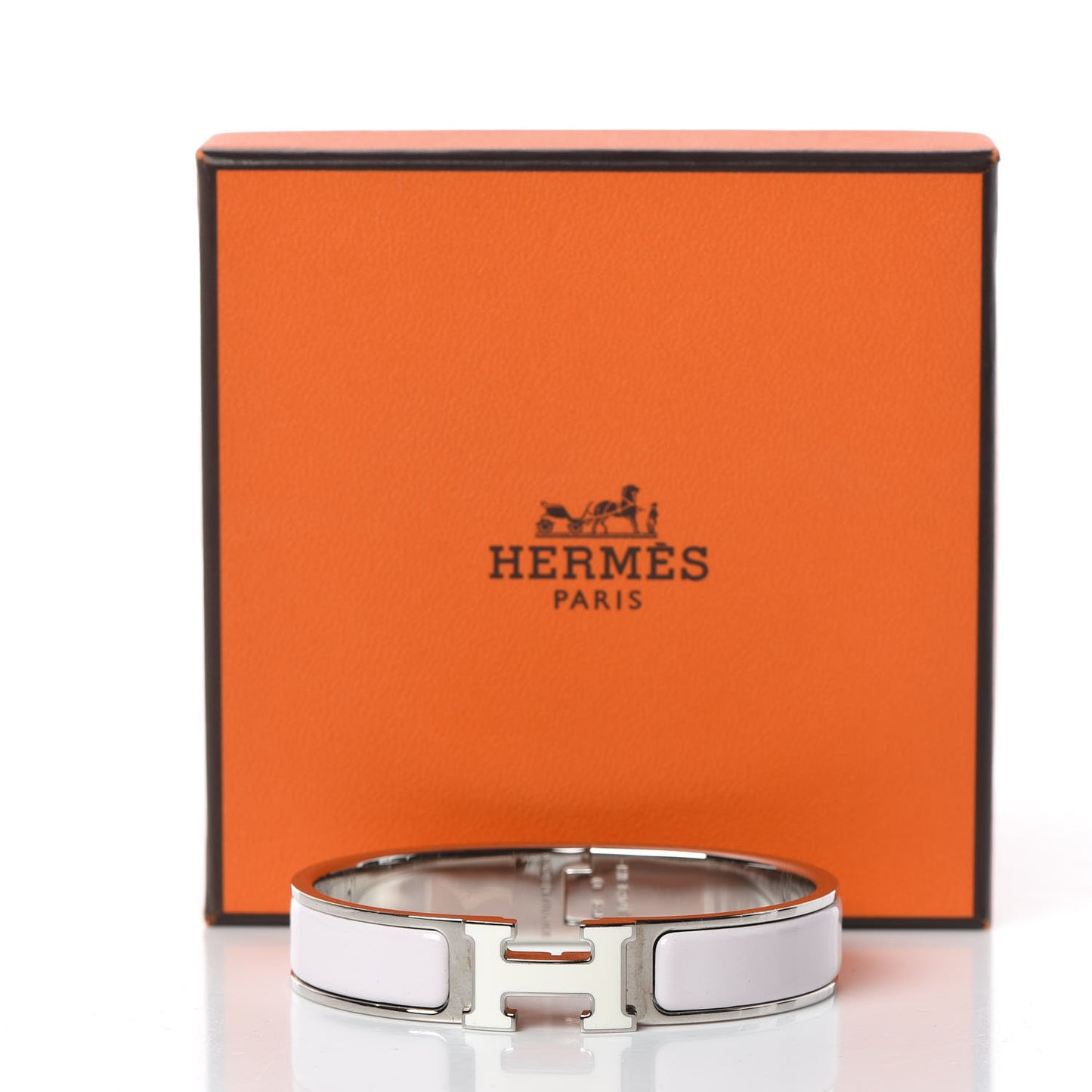 Enamel Narrow Clic Clac H Bracelet PM Rose Nymph White