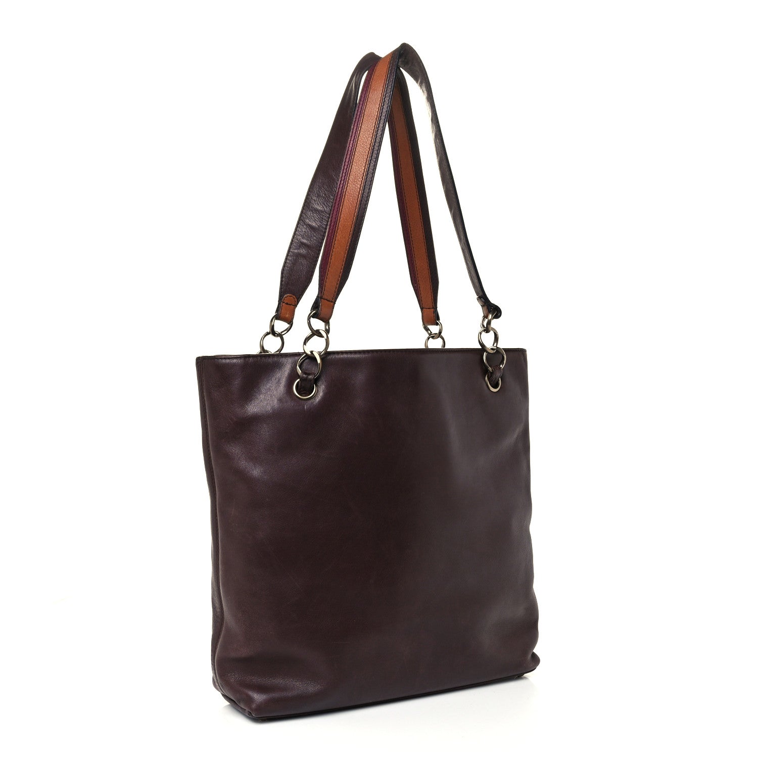 Chanel Lambskin North South Tote Burgundy 3 of 9
