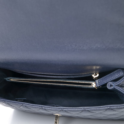 Chanel Caviar Quilted Small Coco Handle Flap Navy Blue 4 of 4